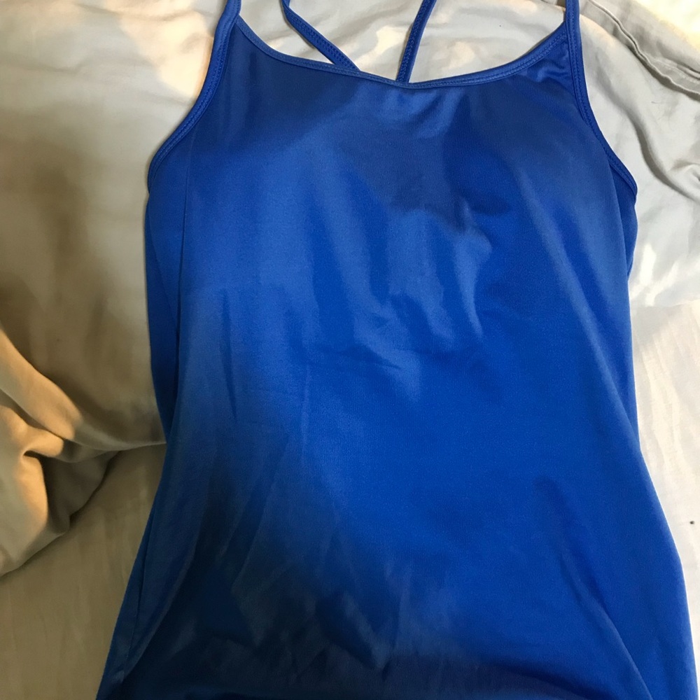 Blue tank top with built in bra